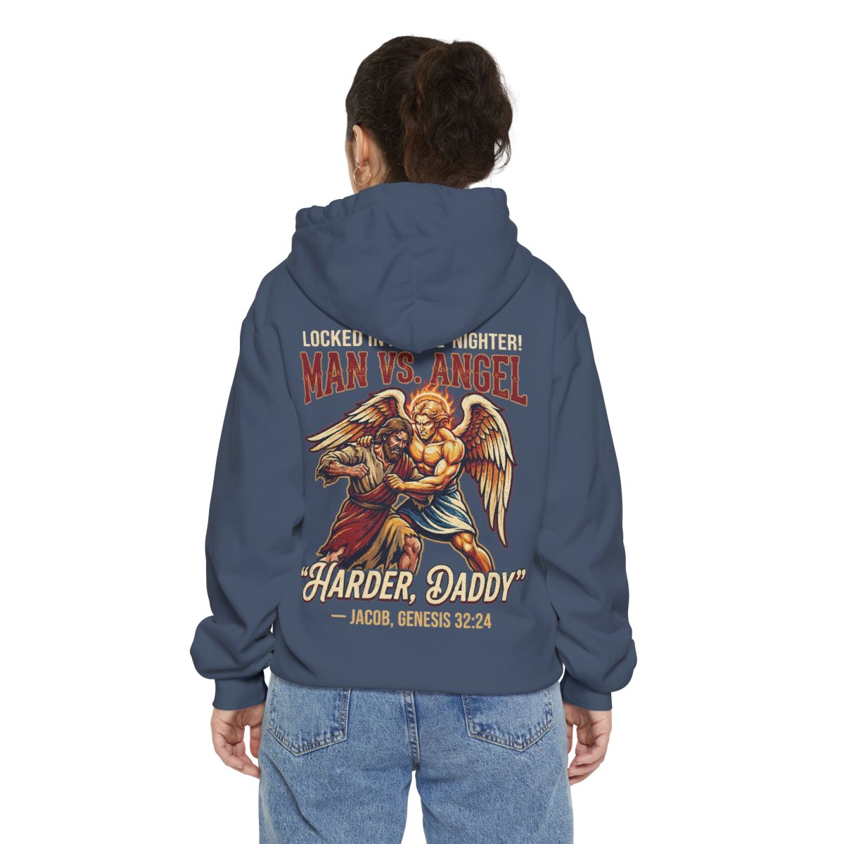 Color: Denim | Good Book Series Man vs Angel Garment-Dyed Hoodie