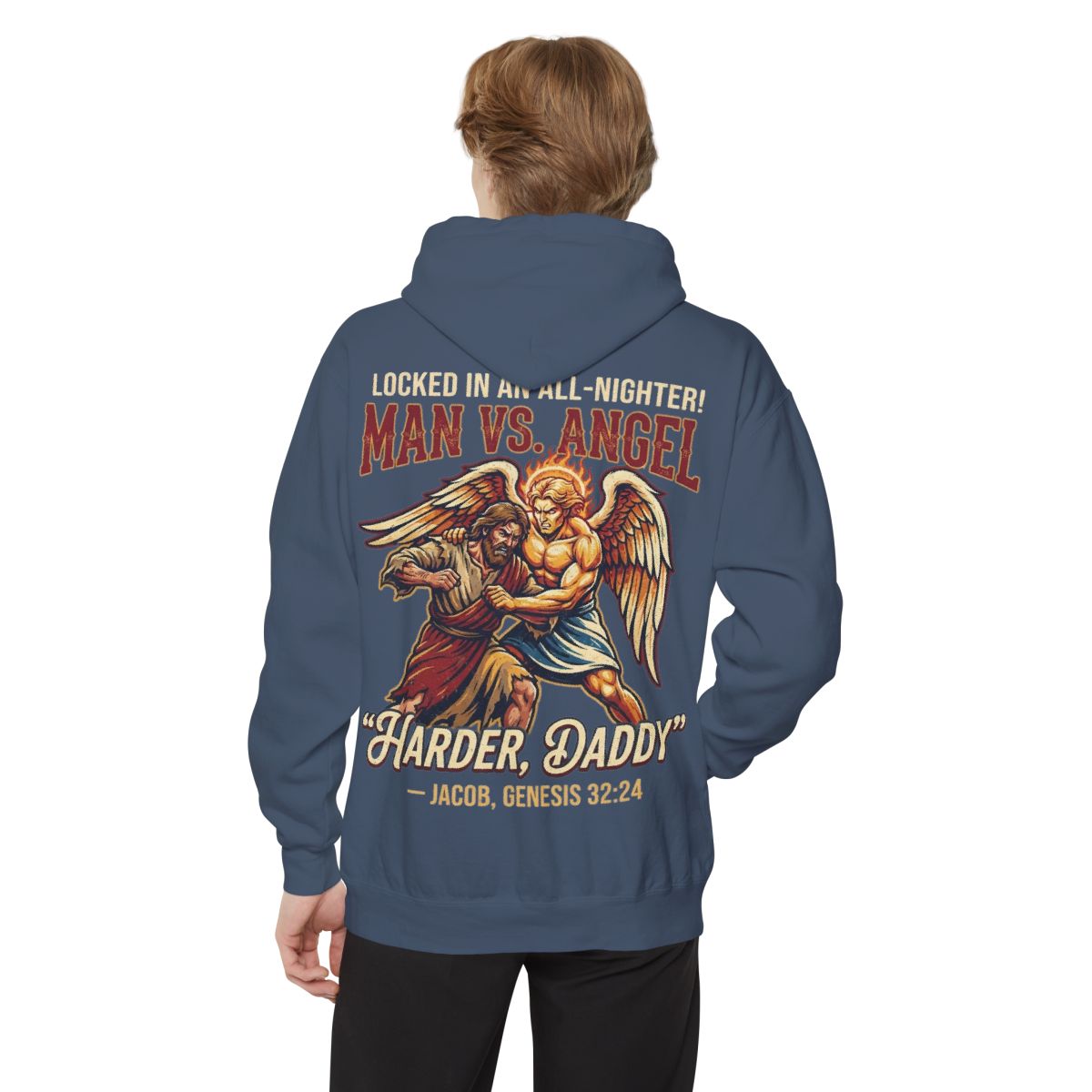 Color: Denim | Good Book Series Man vs Angel Garment-Dyed Hoodie