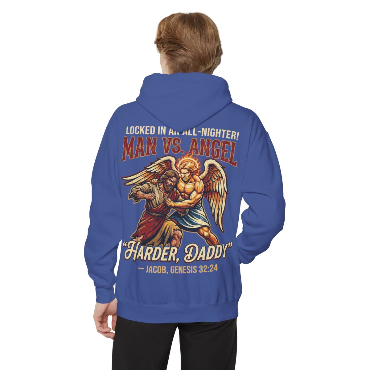 Color: Flo Blue | Good Book Series Man vs Angel Garment-Dyed Hoodie
