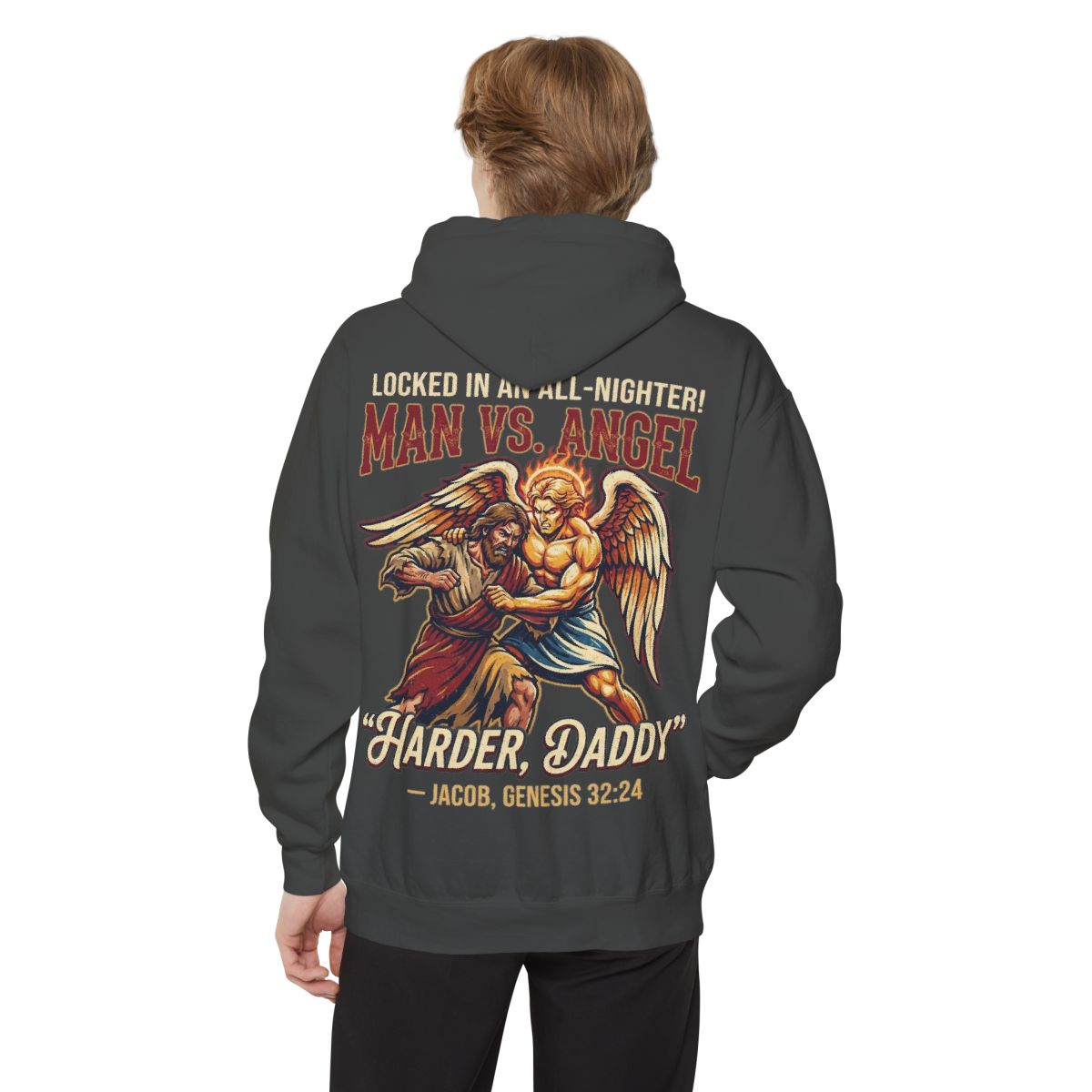 Color: Pepper | Good Book Series Man vs Angel Garment-Dyed Hoodie