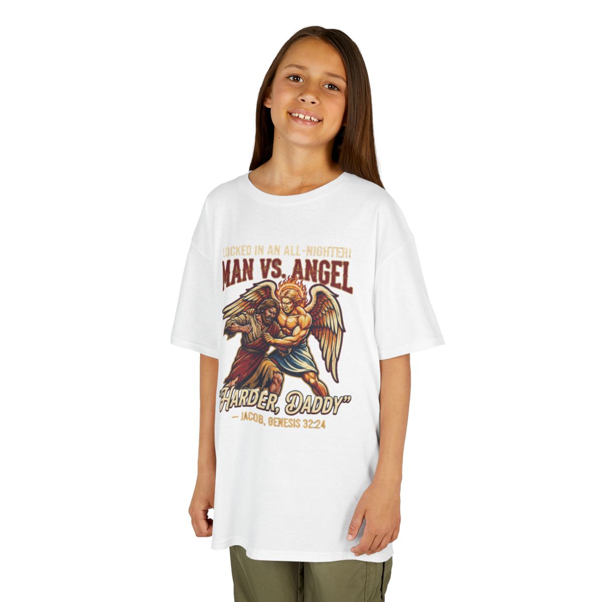 Color: White | Good Book Series Man vs Angel Kids Tee