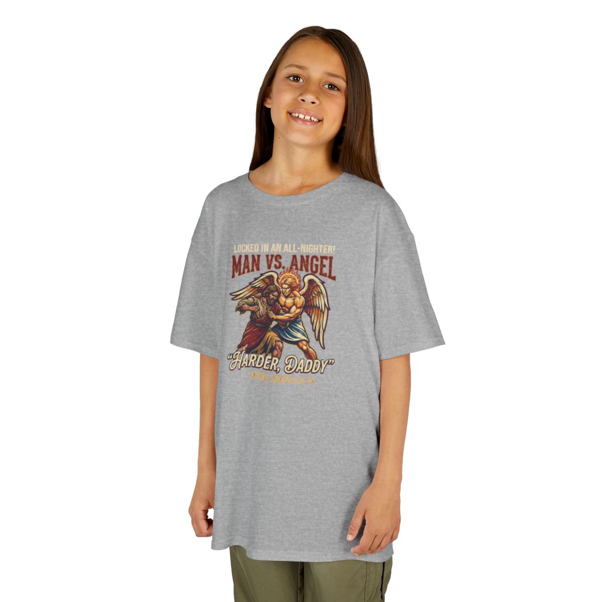 Color: Sport Grey | Good Book Series Man vs Angel Kids Tee