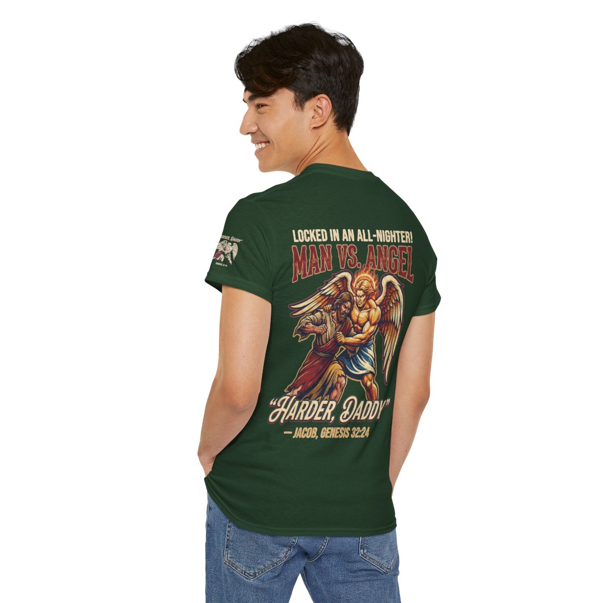 Color: Forest Green | Good Book Series Man vs Angel Premium Graphic Tee