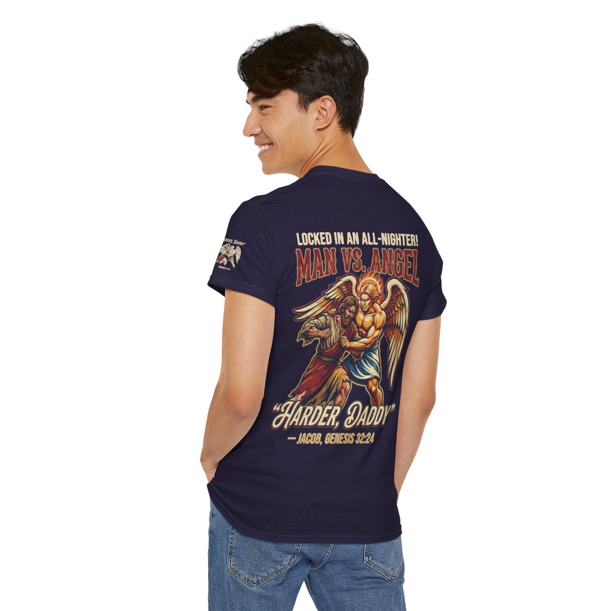 Color: Blackberry | Good Book Series Man vs Angel Premium Graphic Tee