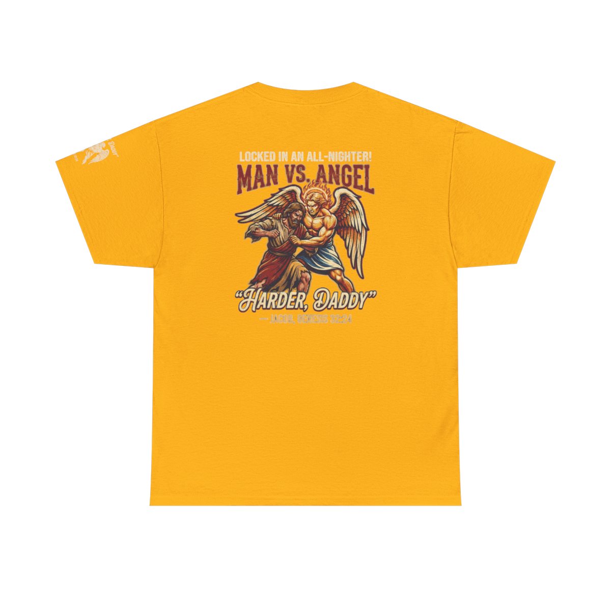 Color: Gold | Good Book Series Man vs Angel Premium Graphic Tee