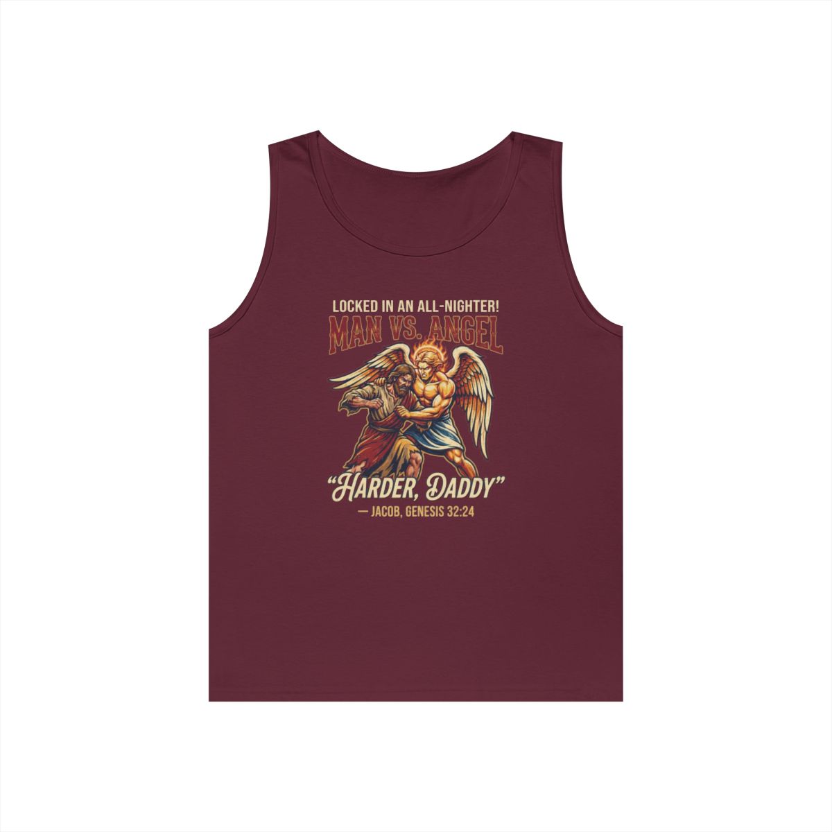Color: Maroon | Good Book Series Man vs Angel Tank Top