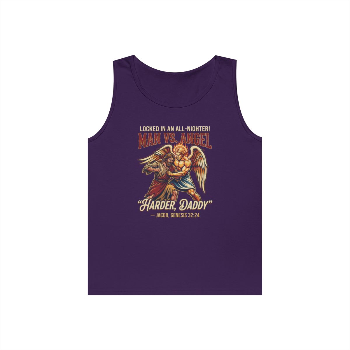 Color: Purple | Good Book Series Man vs Angel Tank Top