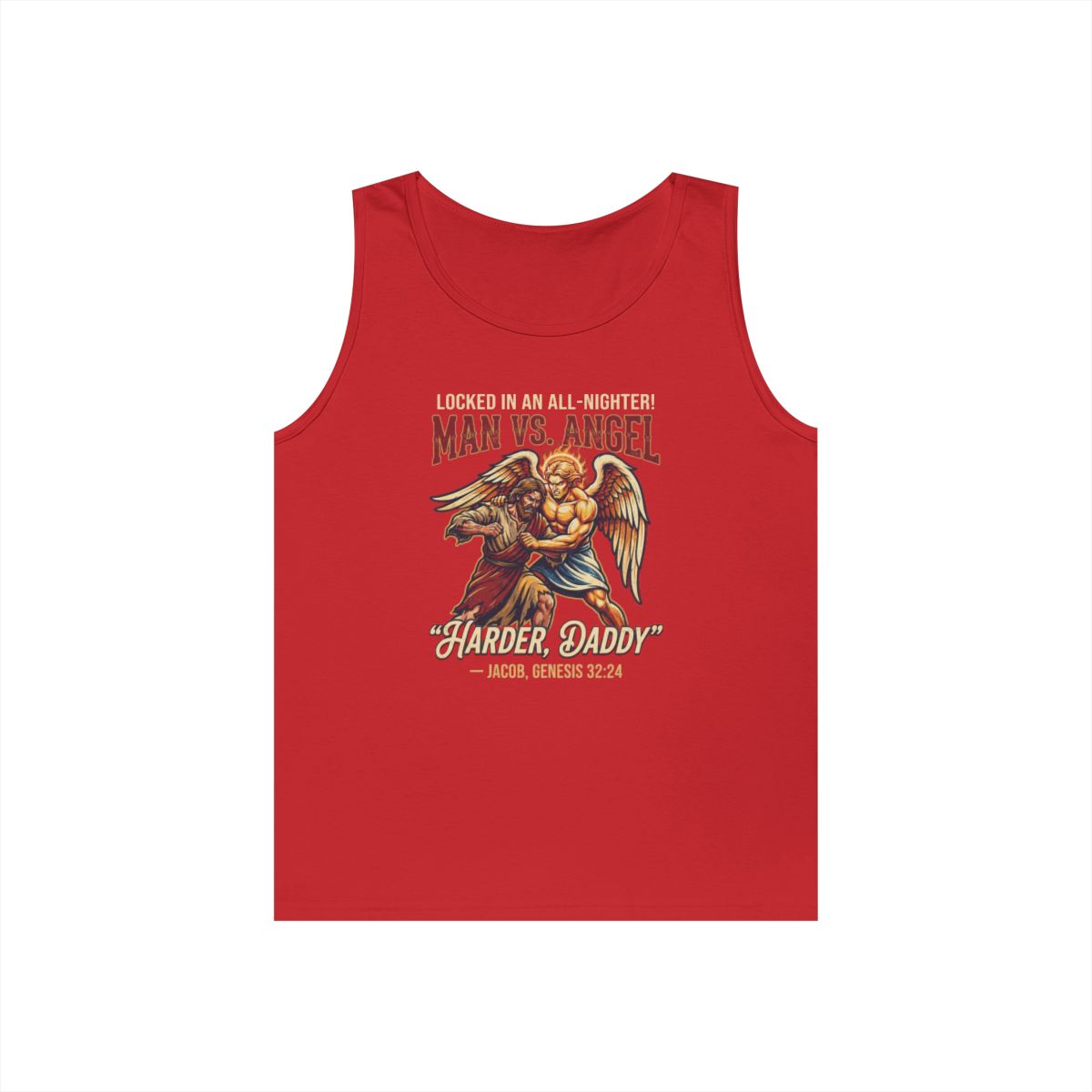 Color: Red | Good Book Series Man vs Angel Tank Top