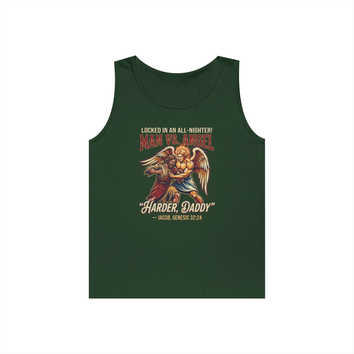 Color: Forest Green | Good Book Series Man vs Angel Tank Top