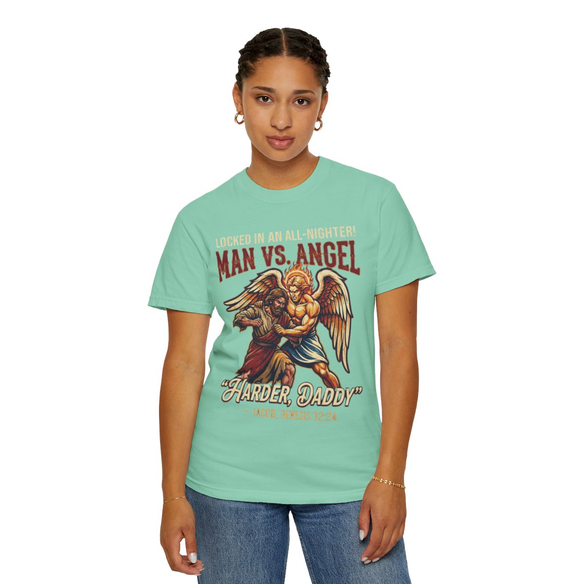 Color: Island Reef | Good Book Series Man vs Angel Unisex Garment-Dyed Tee