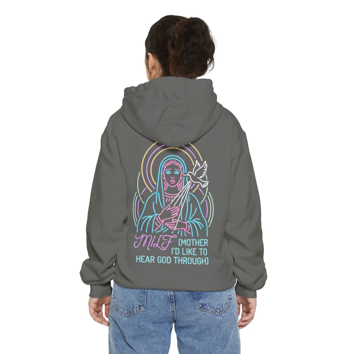 Color: Grey | Good Book Series MILF Garment-Dyed Hoodie