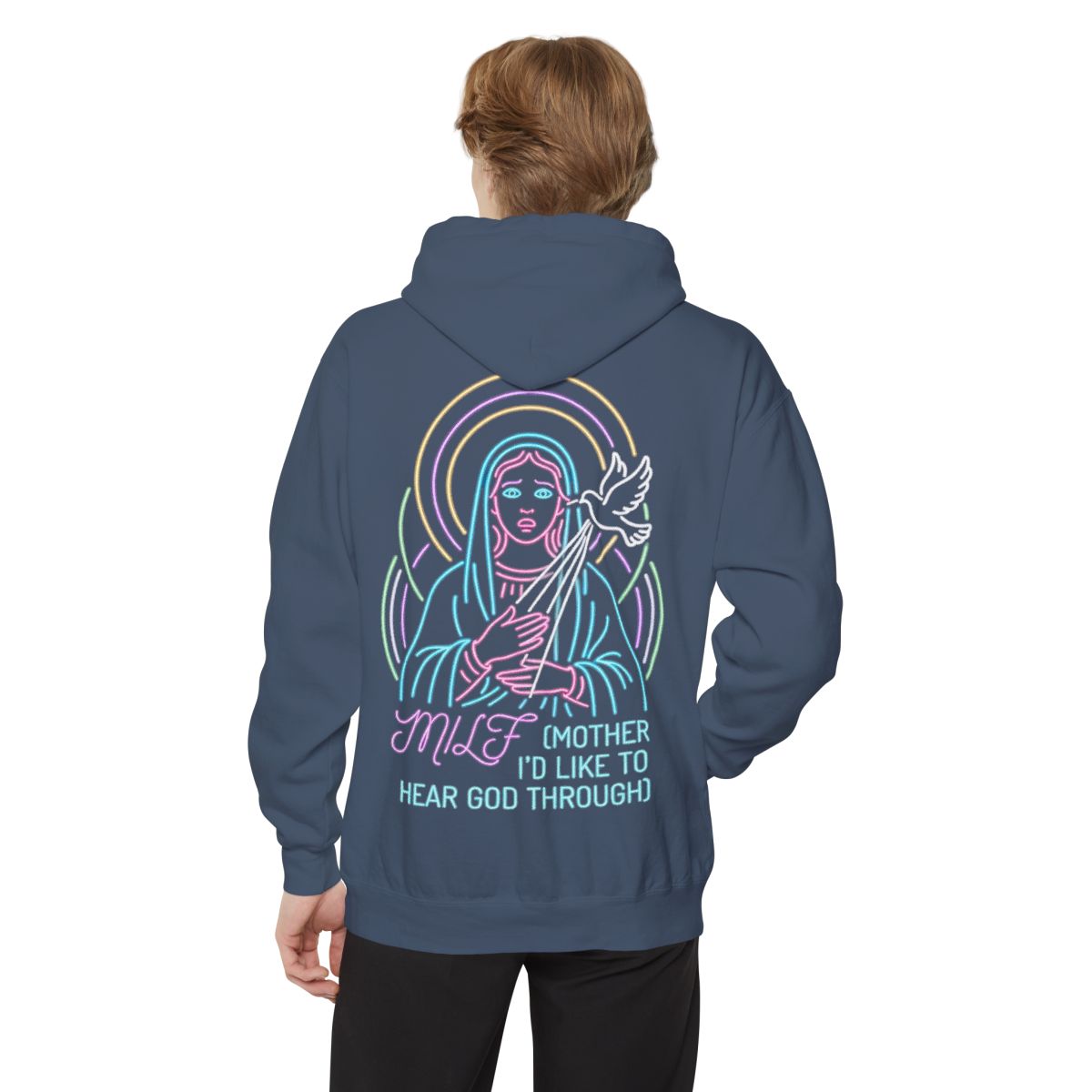 Color: Denim | Good Book Series MILF Garment-Dyed Hoodie