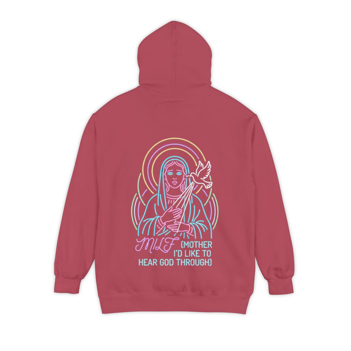 Color: Crimson | Good Book Series MILF Garment-Dyed Hoodie