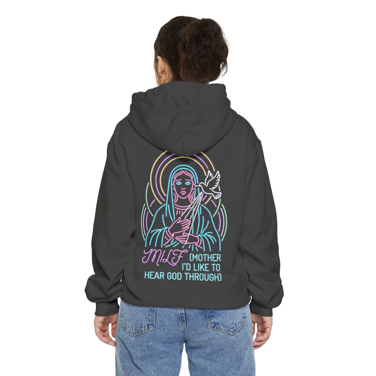 Color: Pepper | Good Book Series MILF Garment-Dyed Hoodie