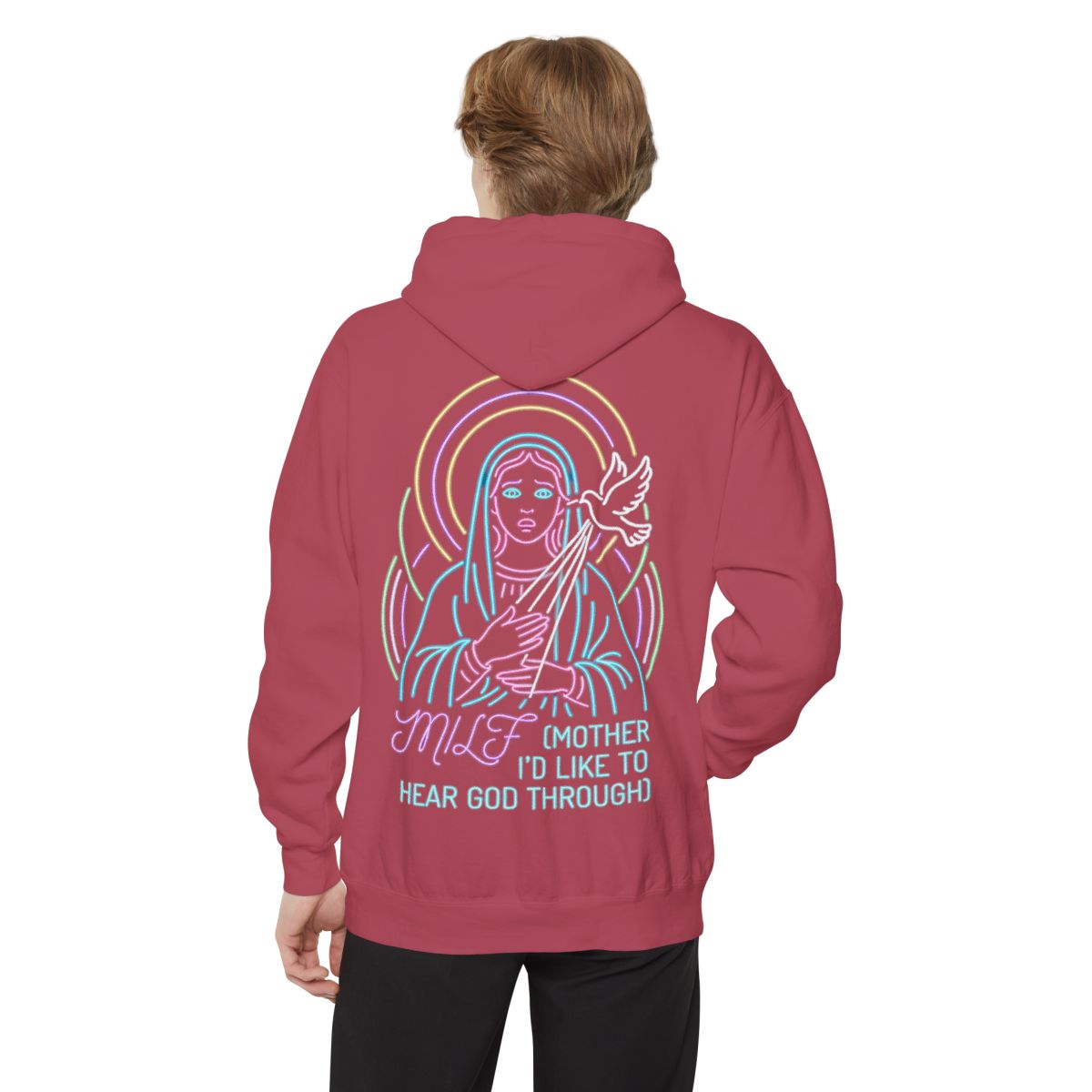 Color: Crimson | Good Book Series MILF Garment-Dyed Hoodie
