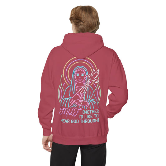 Color: Crimson | Good Book Series MILF Garment-Dyed Hoodie