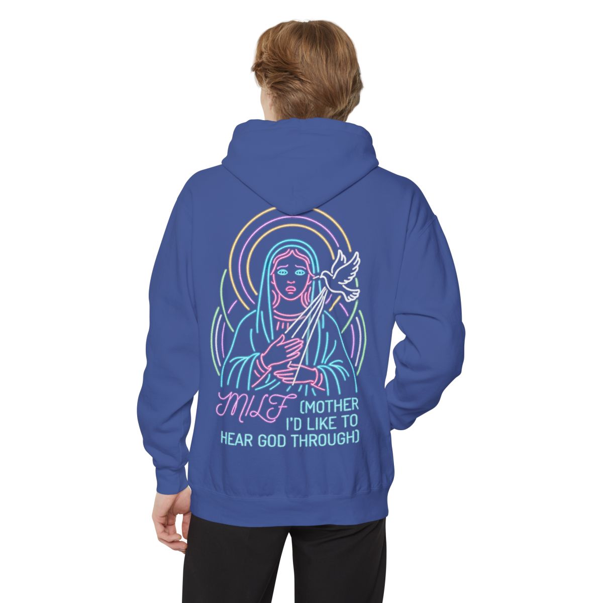 Color: Flo Blue | Good Book Series MILF Garment-Dyed Hoodie