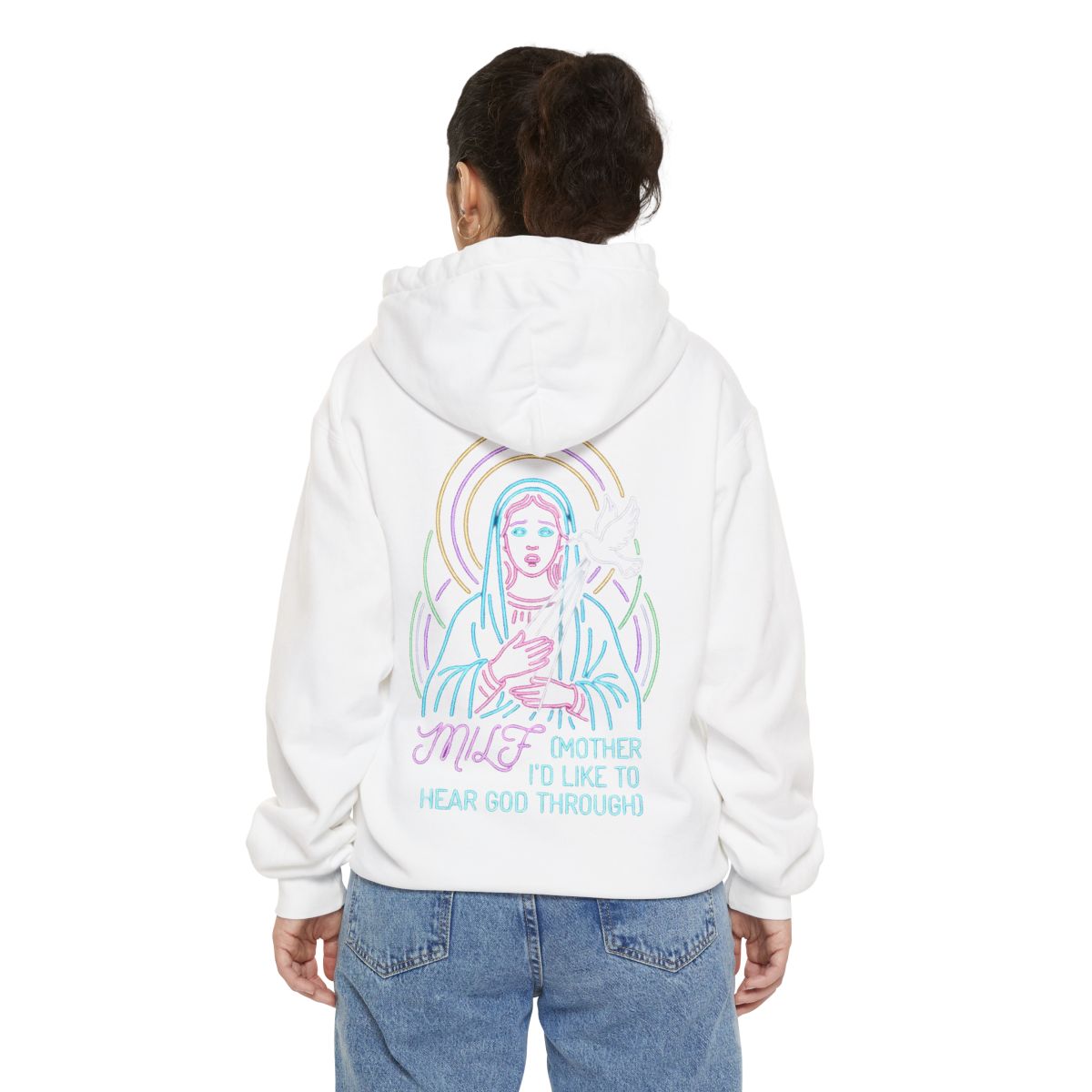 Color: White | Good Book Series MILF Garment-Dyed Hoodie
