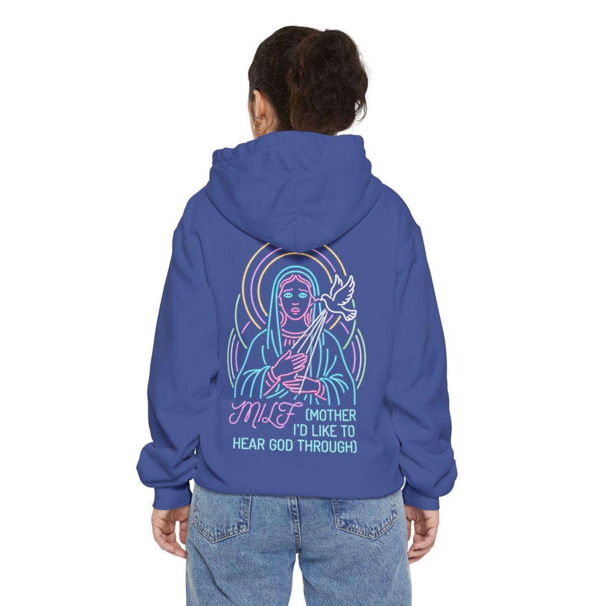 Color: Flo Blue | Good Book Series MILF Garment-Dyed Hoodie
