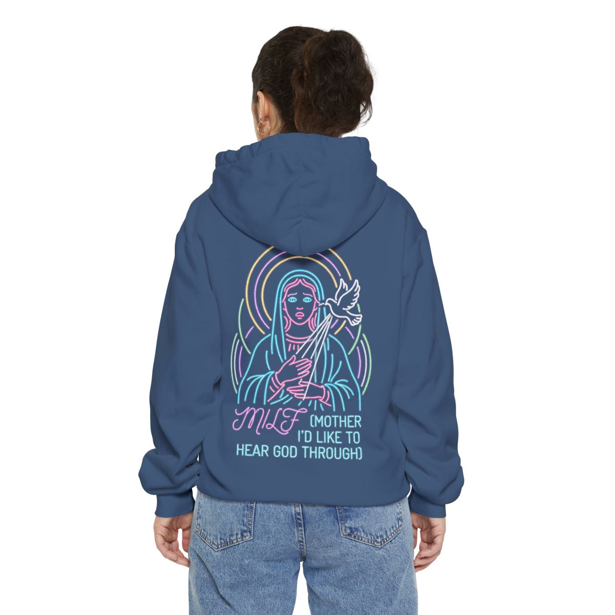 Color: True Navy | Good Book Series MILF Garment-Dyed Hoodie