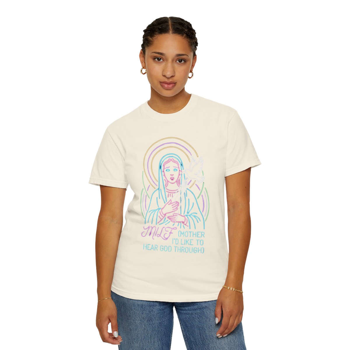 Color: Ivory | Good Book Series MILF Unisex Garment-Dyed Tee
