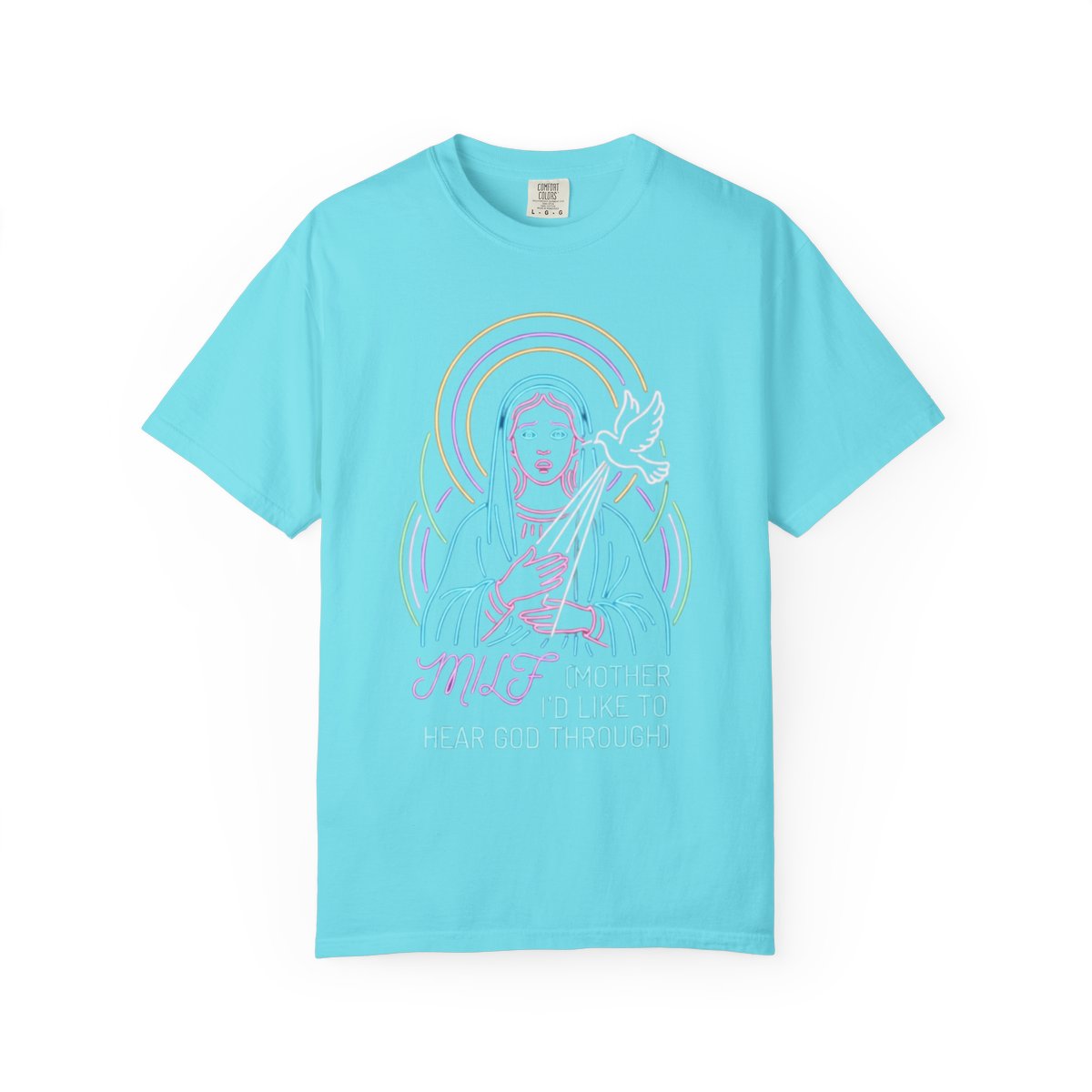 Color: Lagoon Blue | Good Book Series MILF Unisex Garment-Dyed Tee