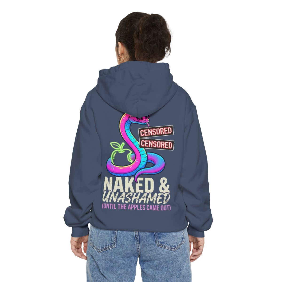 Color: Denim | Good Book Series Naked & Unashamed Garment-Dyed Hoodie