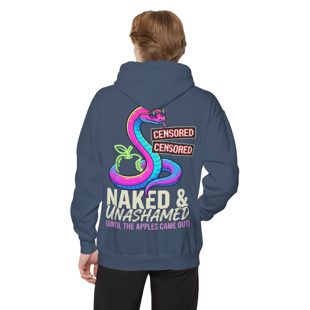 Color: Denim | Good Book Series Naked & Unashamed Garment-Dyed Hoodie