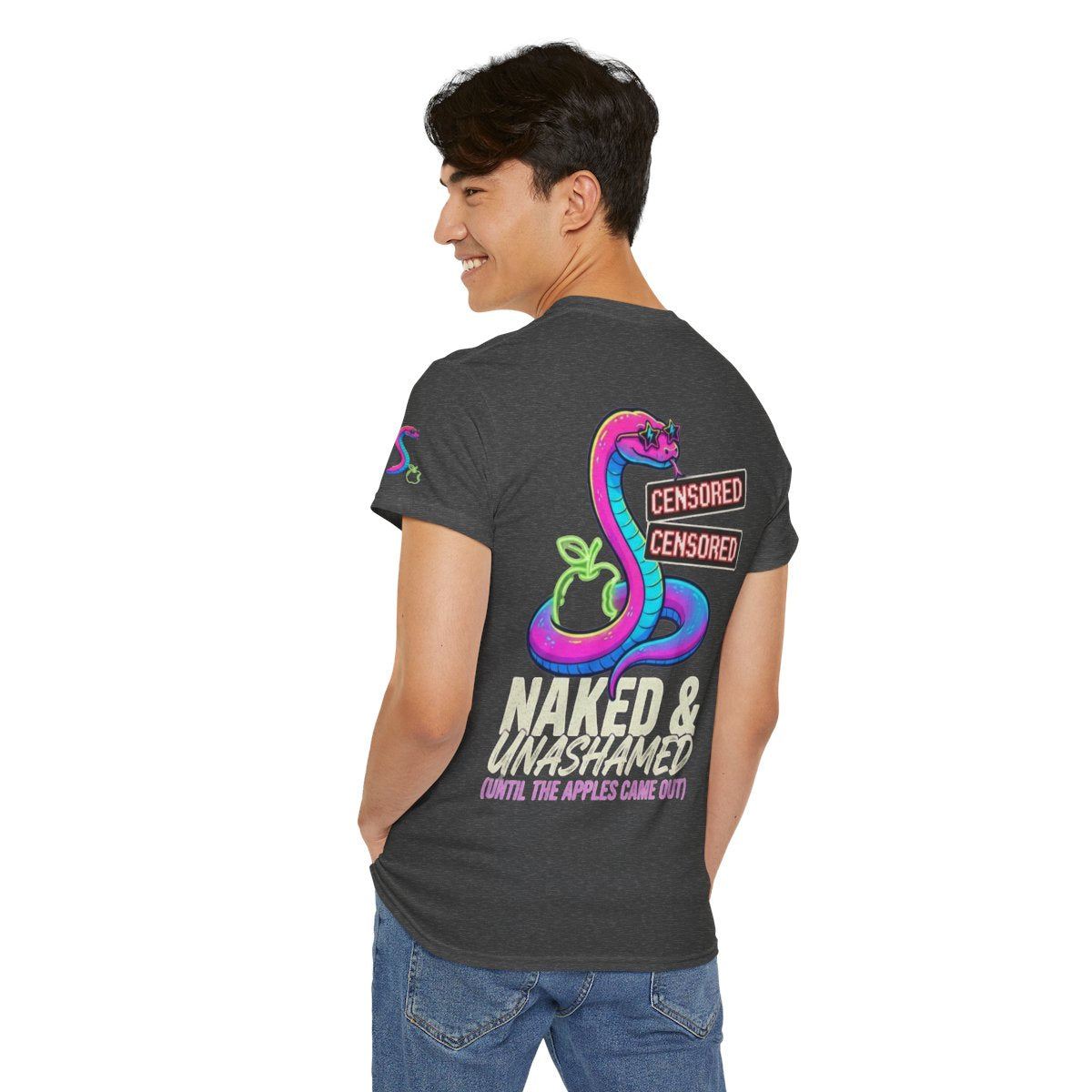Color: Dark Heather | Good Book Series Naked & Unashamed Premium Graphic Tee