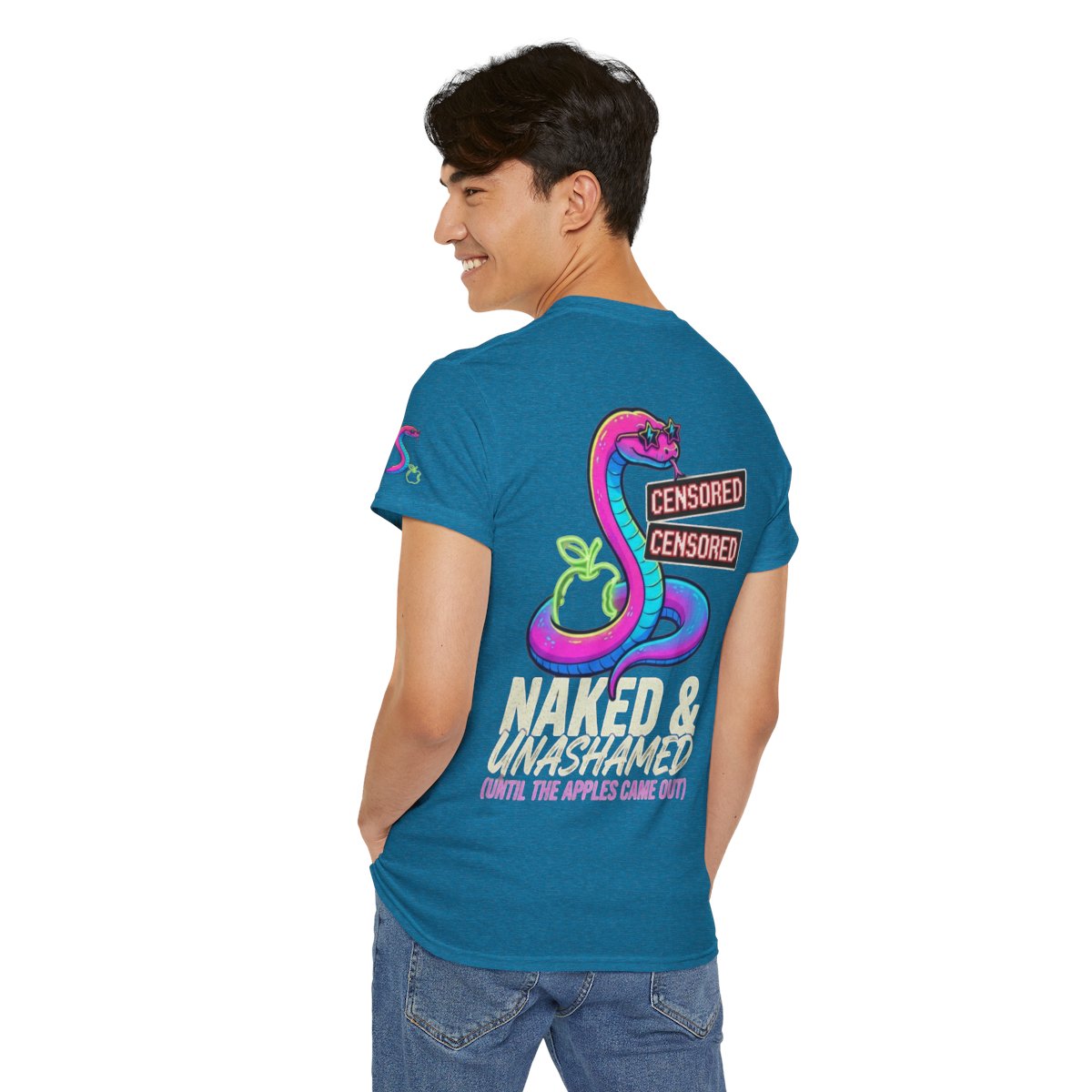 Color: Antique Sapphire | Good Book Series Naked & Unashamed Premium Graphic Tee
