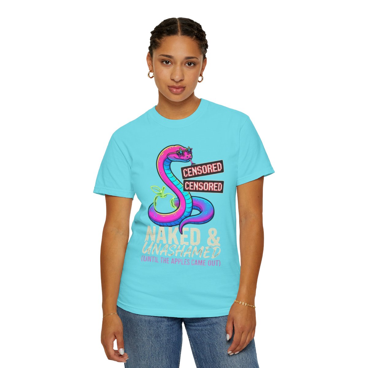 Color: Lagoon Blue | Good Book Series Naked & Unashamed Unisex Garment-Dyed Tee