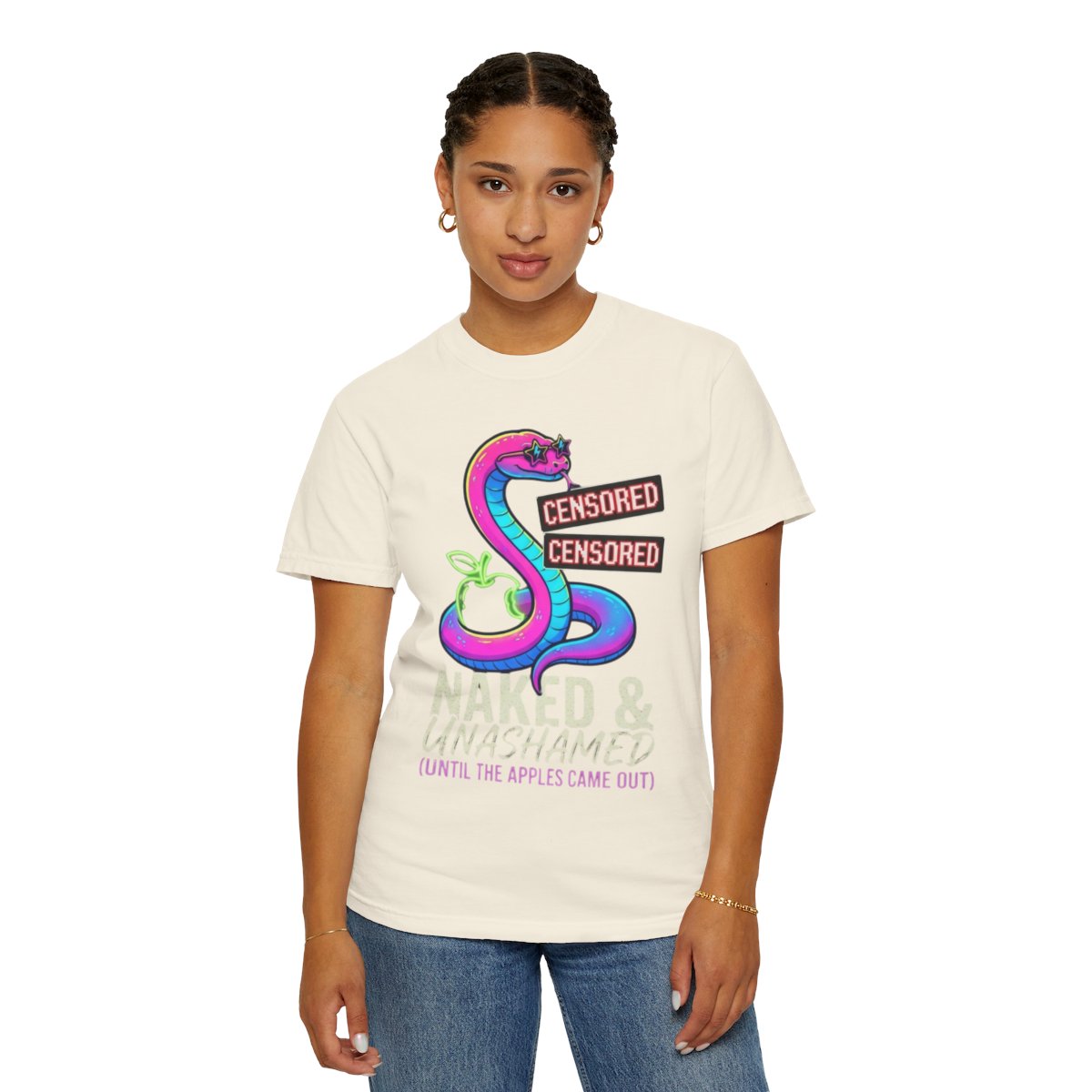 Color: Ivory | Good Book Series Naked & Unashamed Unisex Garment-Dyed Tee