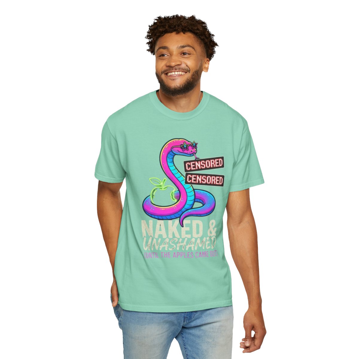 Color: Island Reef | Good Book Series Naked & Unashamed Unisex Garment-Dyed Tee