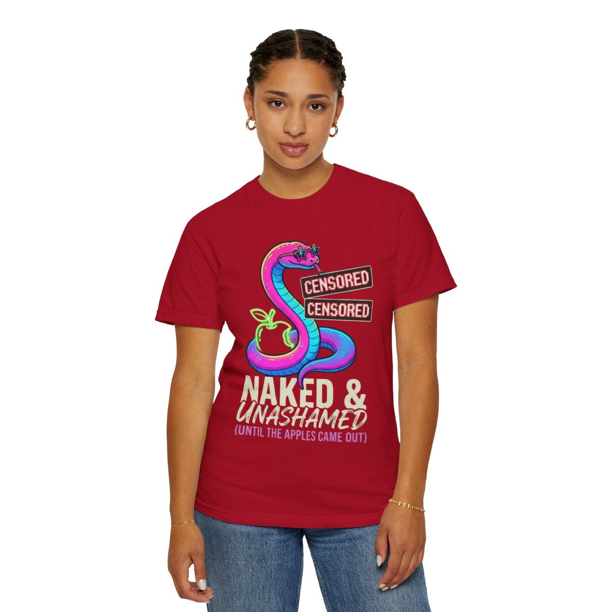 Color: Red | Good Book Series Naked & Unashamed Unisex Garment-Dyed Tee