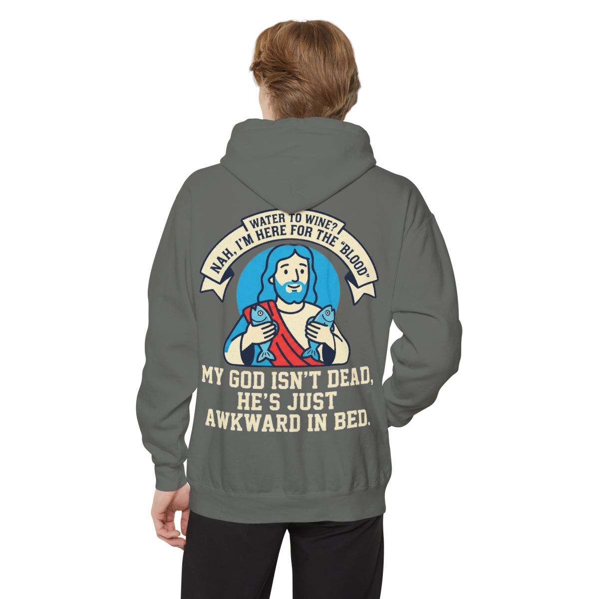 Color: Grey | Good Book Series Not Dead Awkward In Bed Garment-Dyed Hoodie