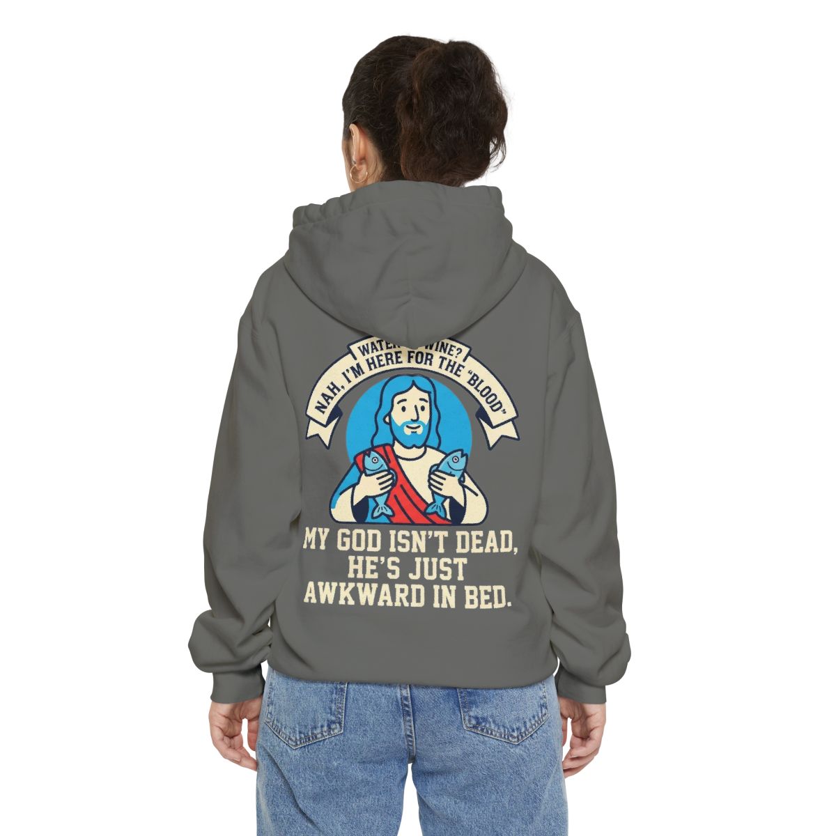 Color: Grey | Good Book Series Not Dead Awkward In Bed Garment-Dyed Hoodie