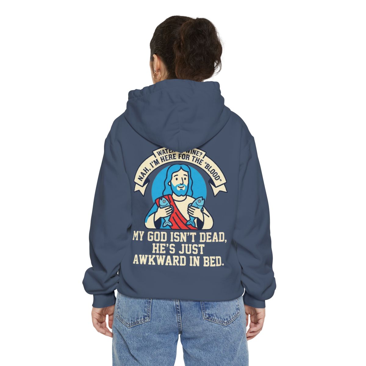 Color: Denim | Good Book Series Not Dead Awkward In Bed Garment-Dyed Hoodie