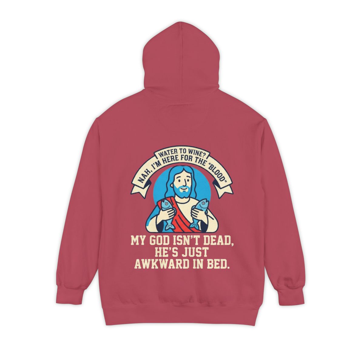 Color: Crimson | Good Book Series Not Dead Awkward In Bed Garment-Dyed Hoodie