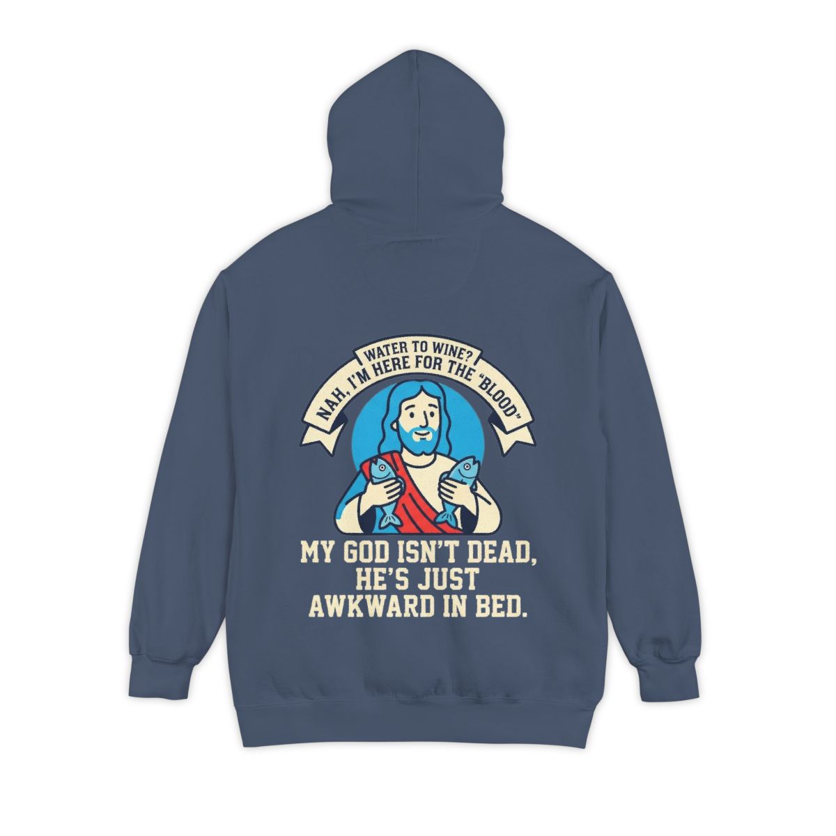 Color: Denim | Good Book Series Not Dead Awkward In Bed Garment-Dyed Hoodie