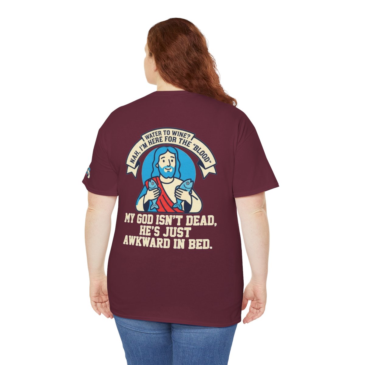 Color: Maroon | Good Book Series Not Dead Awkward In Bed Premium Graphic Tee