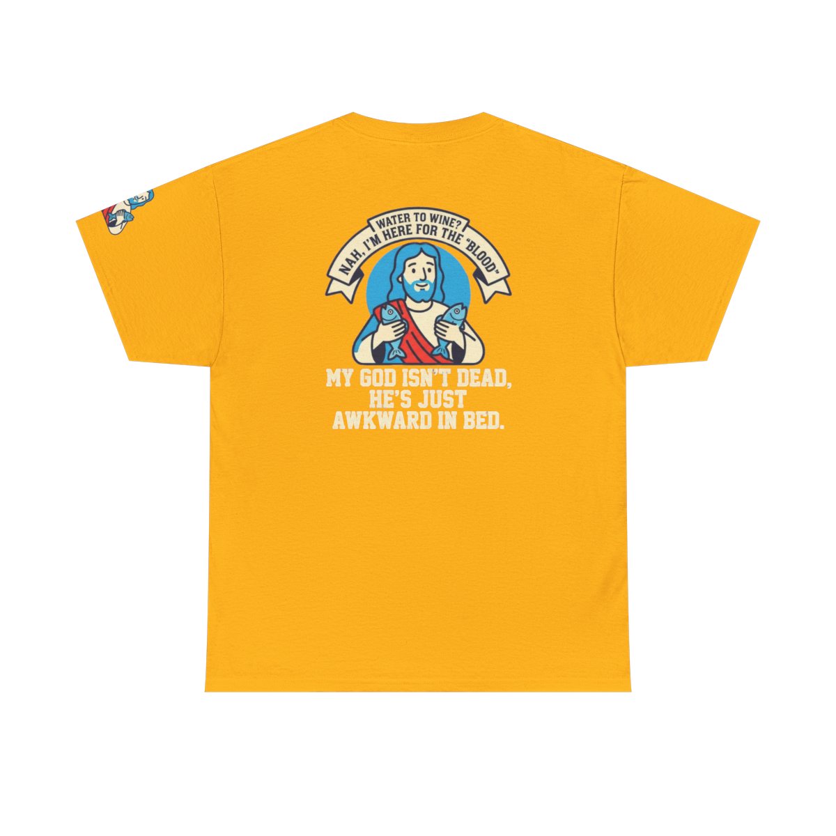 Color: Gold | Good Book Series Not Dead Awkward In Bed Premium Graphic Tee