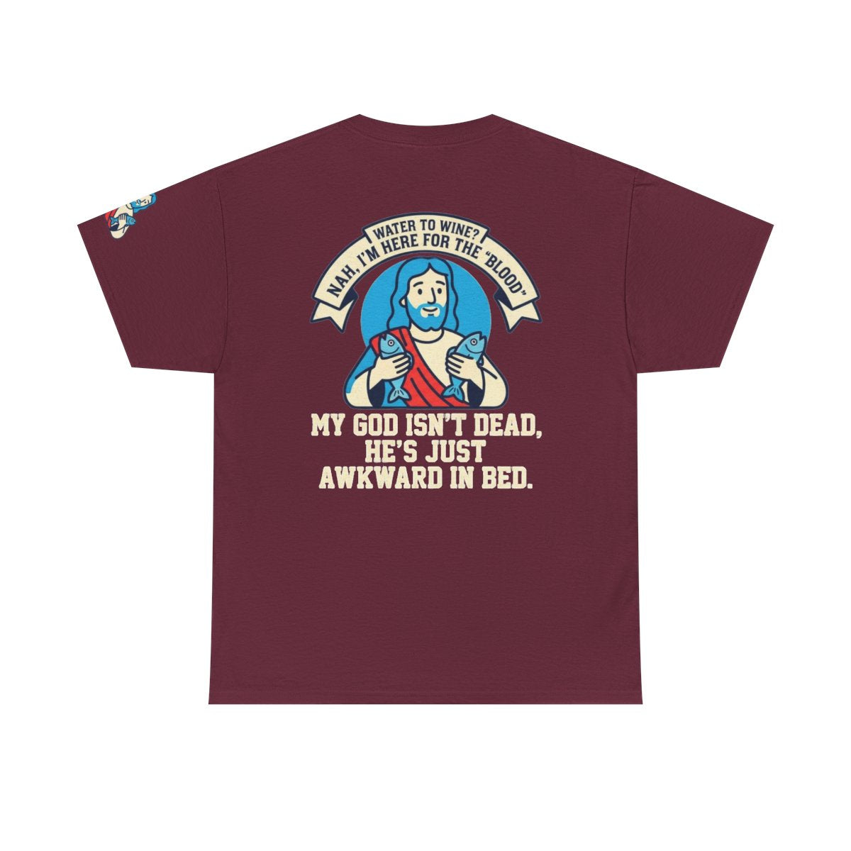 Color: Maroon | Good Book Series Not Dead Awkward In Bed Premium Graphic Tee