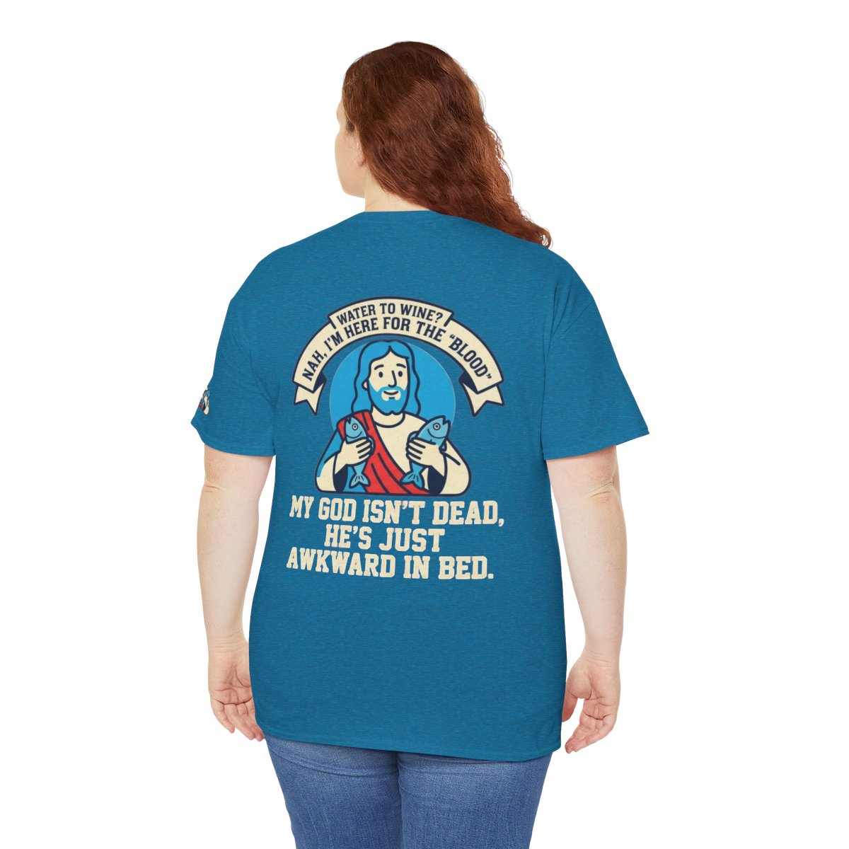 Color: Antique Sapphire | Good Book Series Not Dead Awkward In Bed Premium Graphic Tee