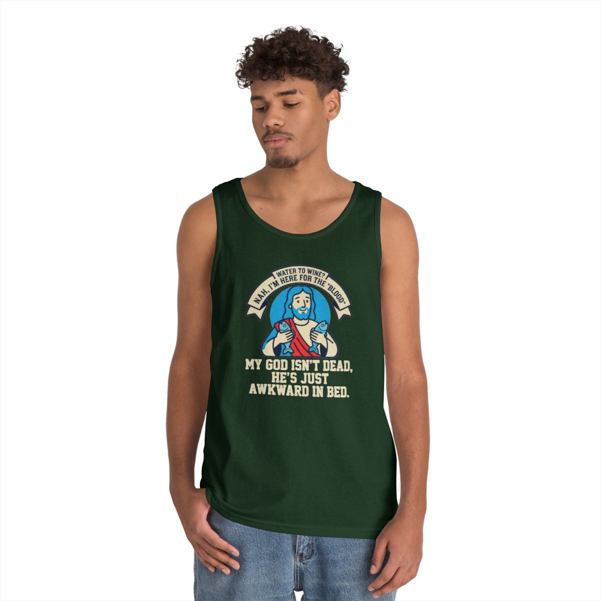 Color: Forest Green | Good Book Series Not Dead Awkward In Bed Tank Top