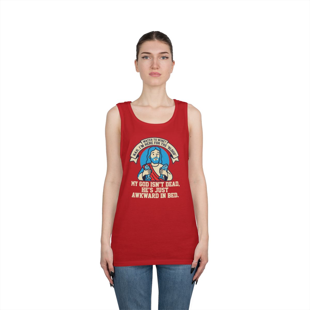 Color: Red | Good Book Series Not Dead Awkward In Bed Tank Top