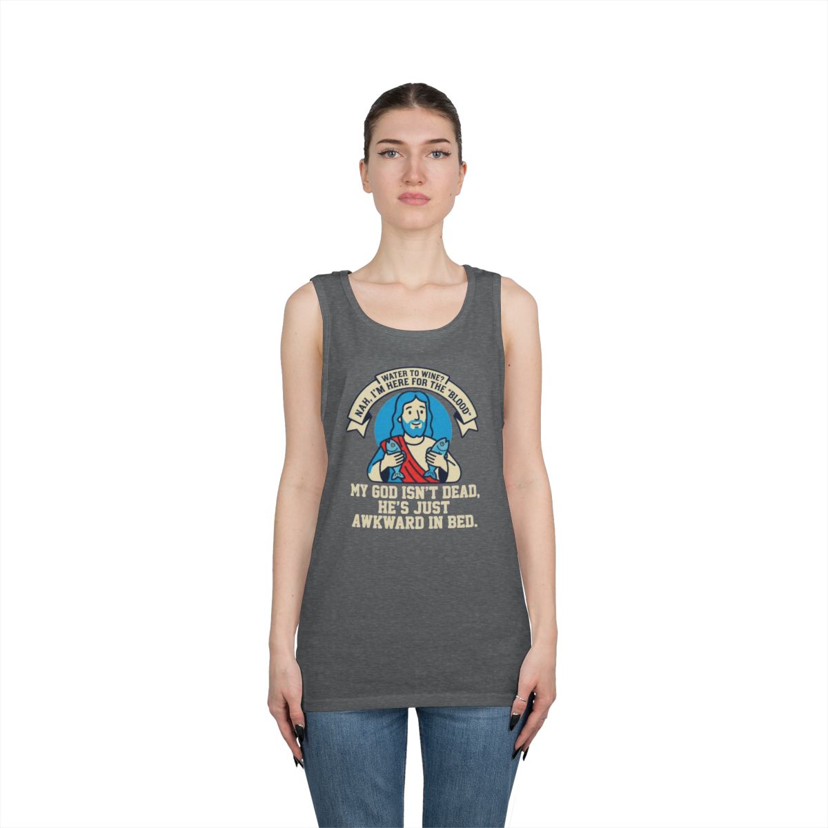 Color: Graphite Heather | Good Book Series Not Dead Awkward In Bed Tank Top