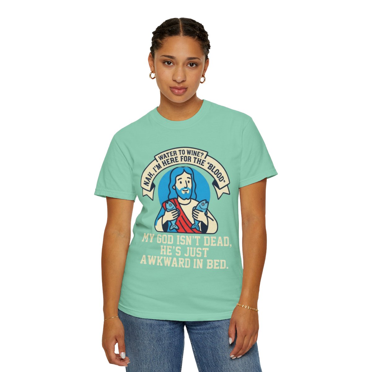 Color: Island Reef | Good Book Series Not Dead Awkward In Bed Unisex Garment-Dyed Tee