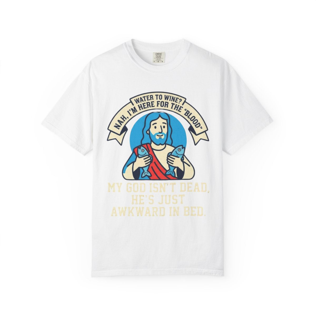 Color: White | Good Book Series Not Dead Awkward In Bed Unisex Garment-Dyed Tee