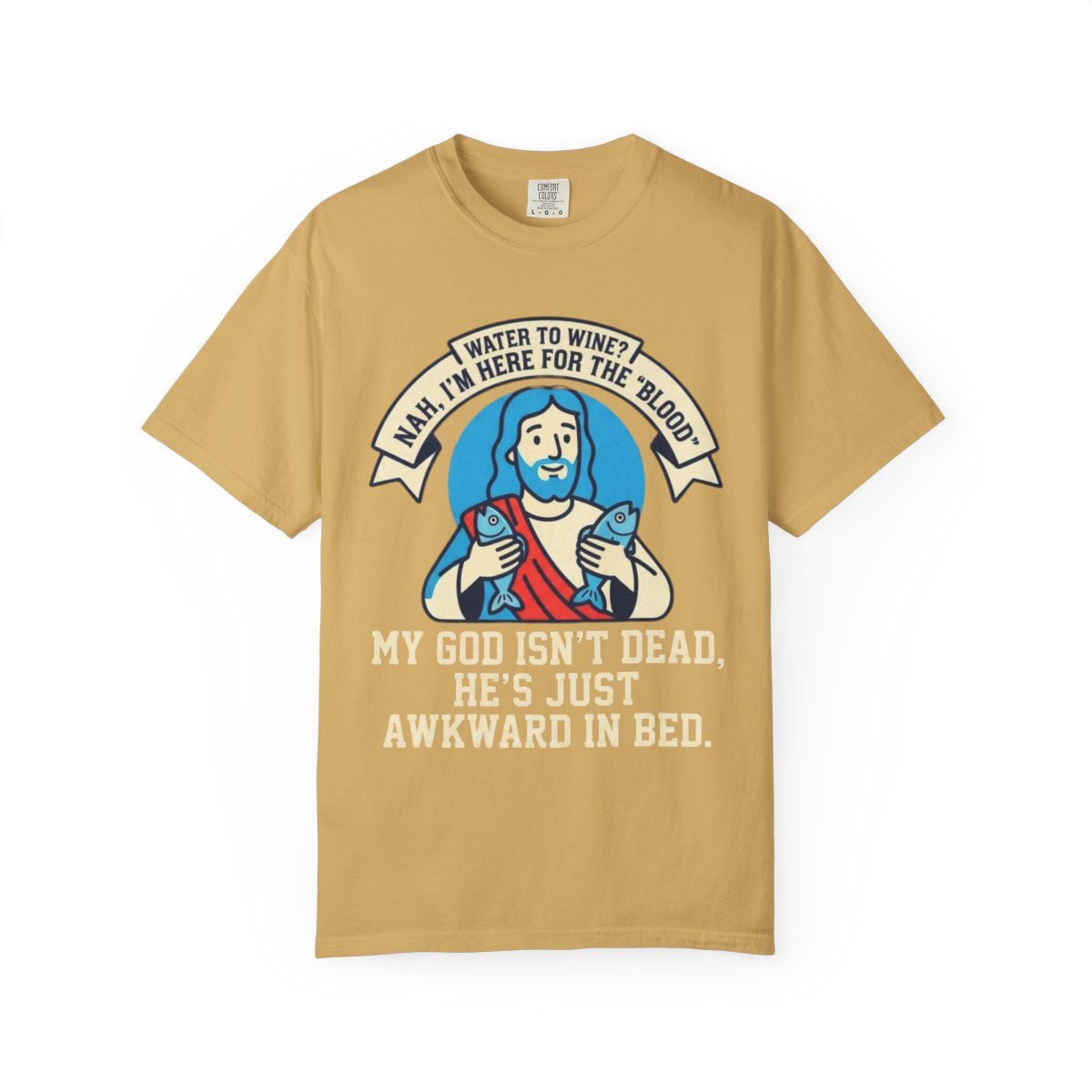 Color: Mustard | Good Book Series Not Dead Awkward In Bed Unisex Garment-Dyed Tee