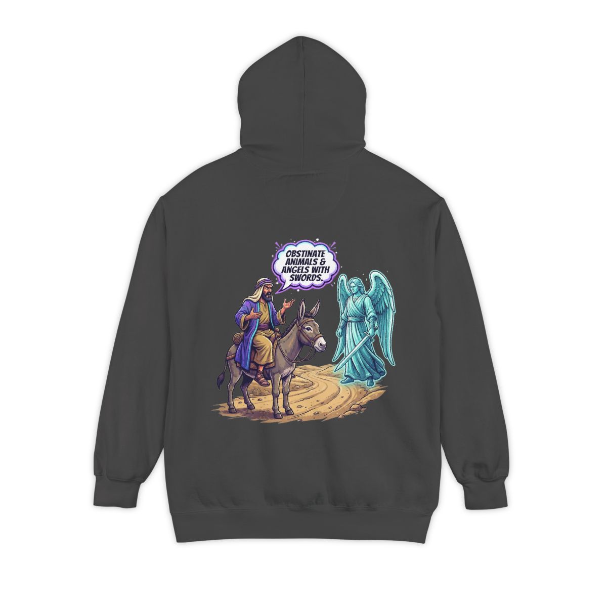 Color: Pepper | Good Book Series Obstinate Animals & Angels With Swords Garment-Dyed Hoodie